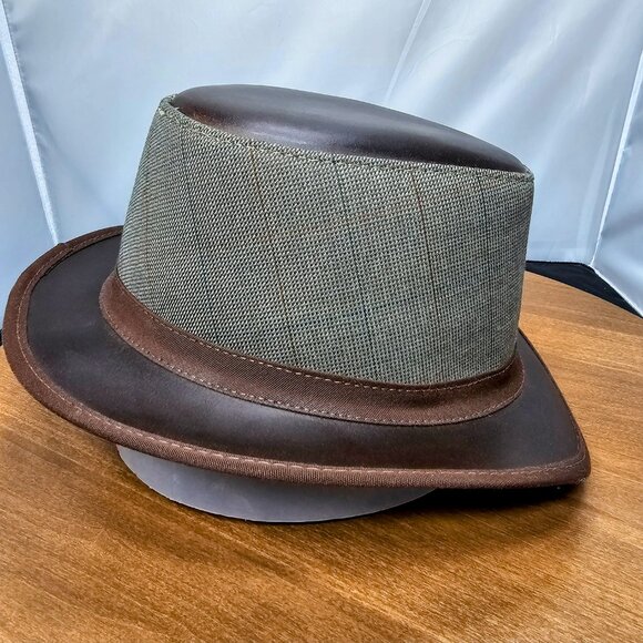 Eco Soho Leather / Fabric Fedora American Hat Makers | Brown | XX-LARGE RARE - Picture 6 of 9